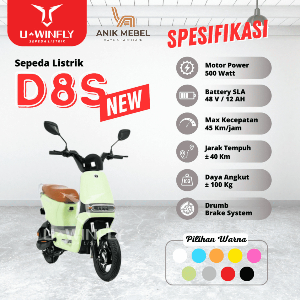 Sepeda Listrik D8s NEW Uwinfly Anik Mebel Furniture Purwodadi Grobogan Kudus Demak Pati Blora Solo J