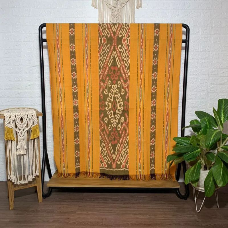 Kain Tenun Blanket - Tenun Troso Jepara - Tenun Toraja Warna Kuning Series