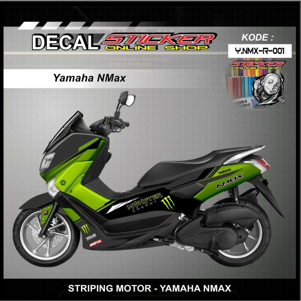 DECAL STICKER MOTOR YAMAHA NMAX NEW / NMAX LAMA 155 Variasi Lis Garis Racing Full Bodi Setiker
