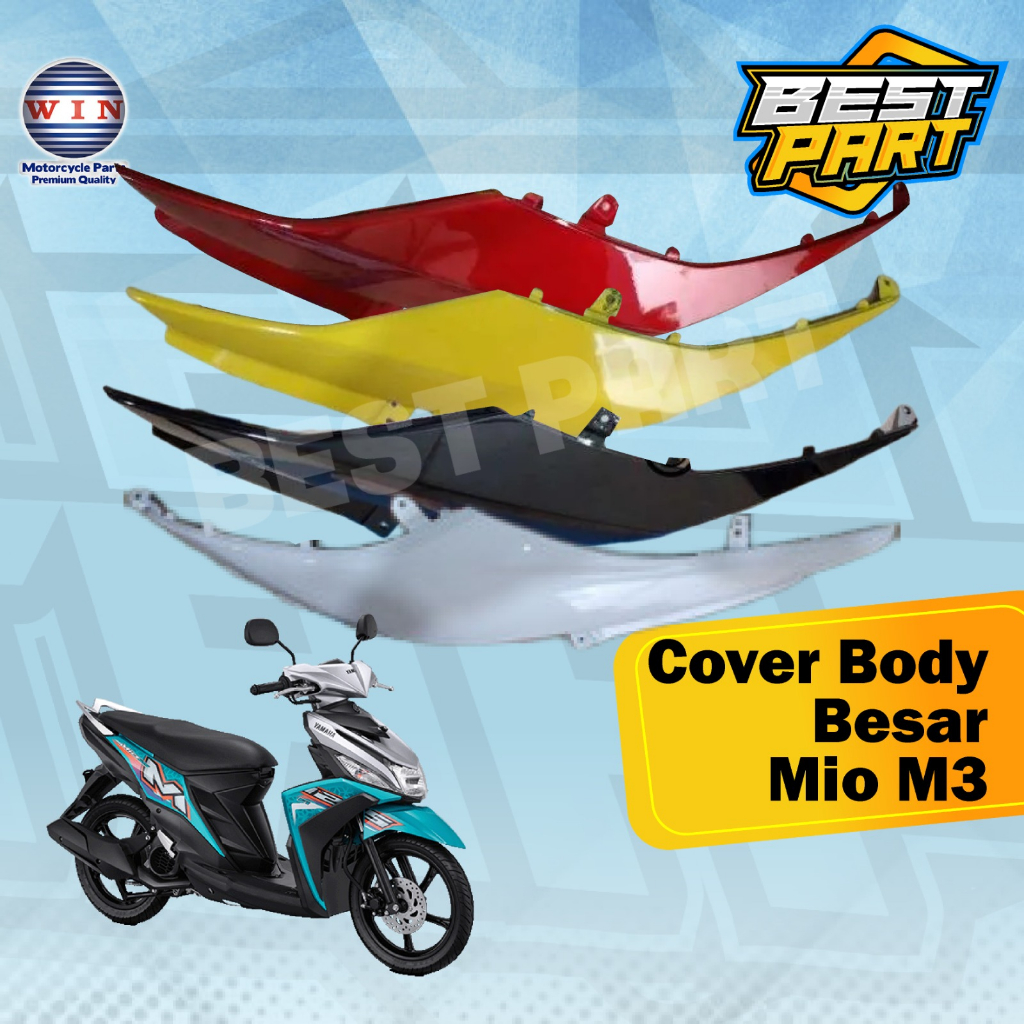 1 Set cover body belakang kanan kiri Mio M3 Merk Win. Cover body Mio M3 all color variant