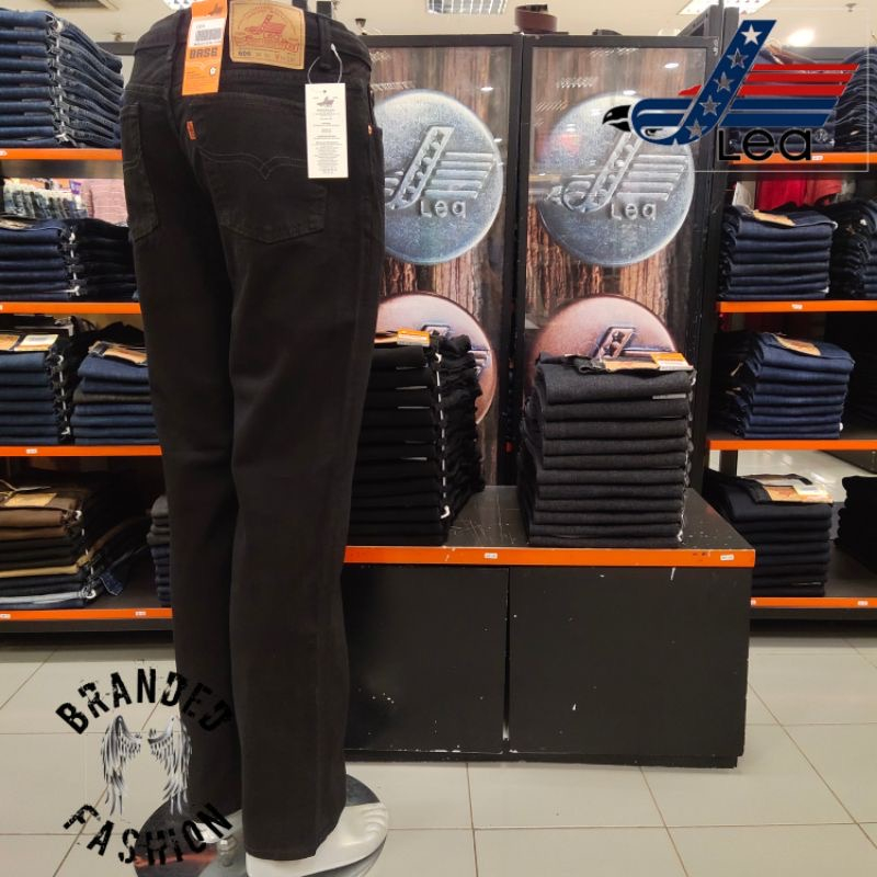 Celana Panjang Jeans Pria LEA 606 Black Original Standar Reguler