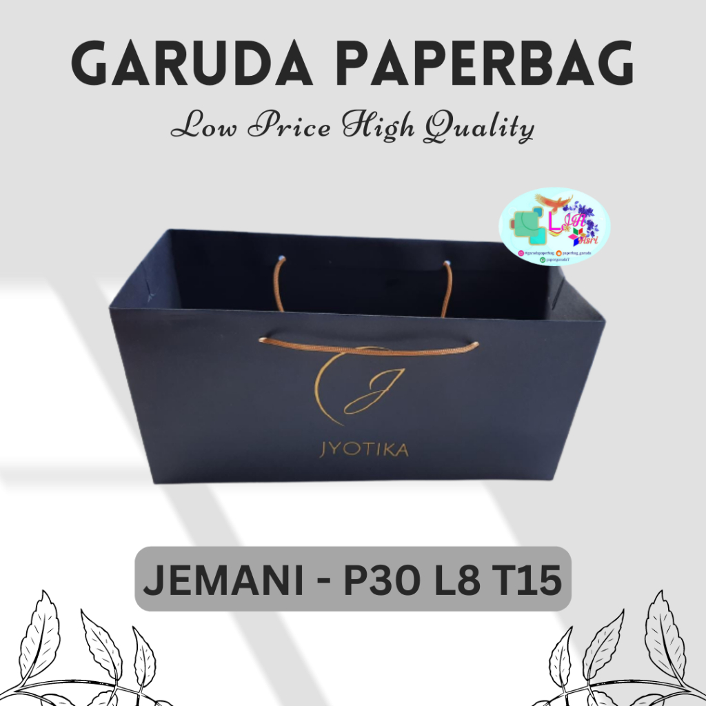 

Paper Bag Murah, Paperbag Hitam, Paperbag Bolu Bahan Jemani Size P30 L8 T15