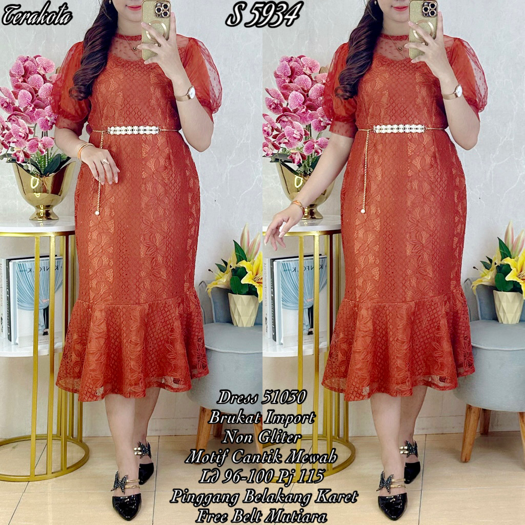5934# Dress Duyung Brukat Premium Cantik Mewah