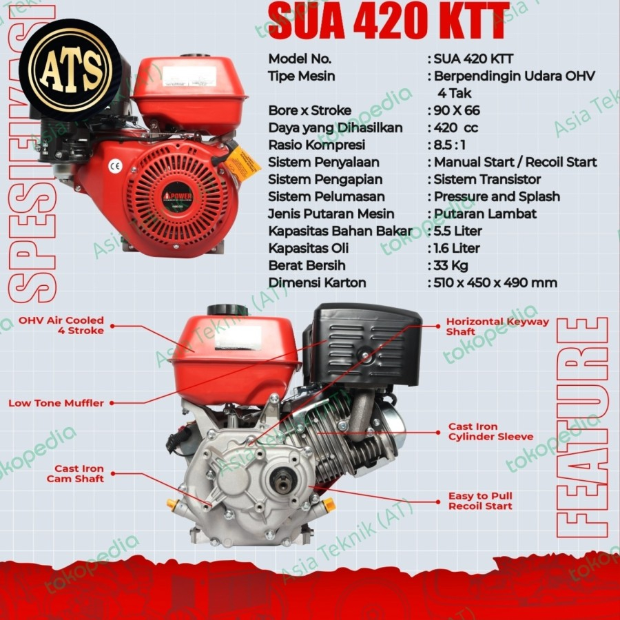 Mesin Penggerak Bensin 15 Hp Puteran Lambat Heavy Duty Terbaik