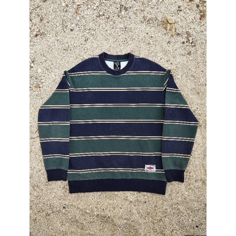 WHO AU CALIFORNIA SALUR STRIPE CREWNECK SWEATER