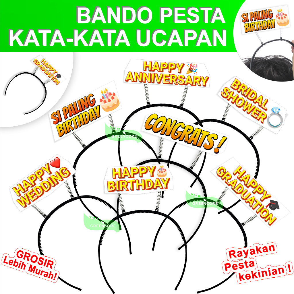 Bando selempang slempang wisuda balon ulang tahun bunga buket bucket undangan hard cover dekorasi ae