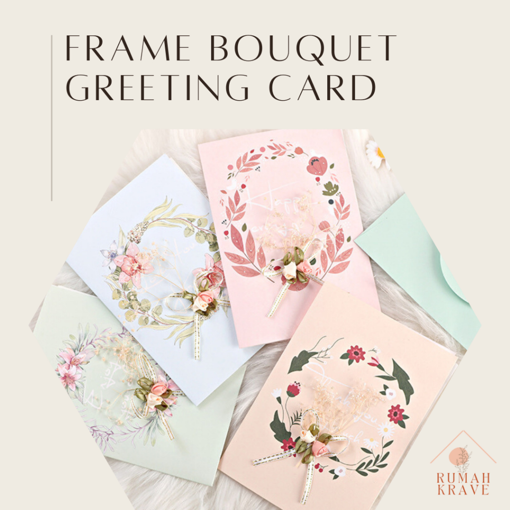 

RUMAH KRAVE - Frame Bouquet Greeting Card Kartu Ucapan Bunga