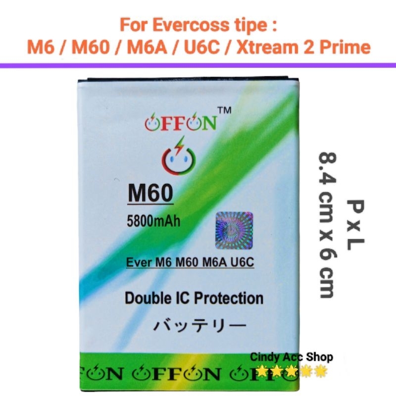 Baterai Doublepower For Evercoss M6 M60 M6A U6C Xtream 2 Prime Batre Double power