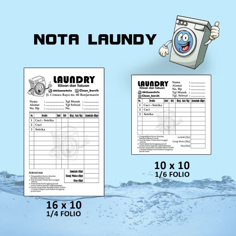 

Nota laundry custom nama usaha laundry minimal order