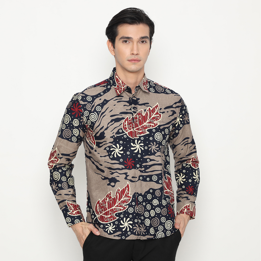 Enzy Batik Kemeja Batik Pria Abhipraya - Oslo Grey