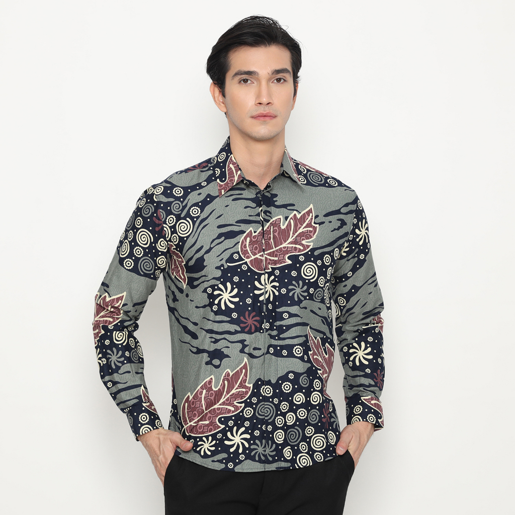 Enzy Batik Kemeja Batik Pria Abhipraya - Oslo Blue