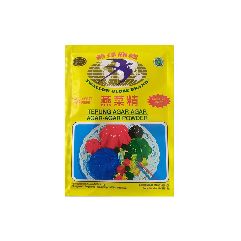 

Agar agar swallow sachet 7gram / swallow globe brand / Tepung Agar Agar