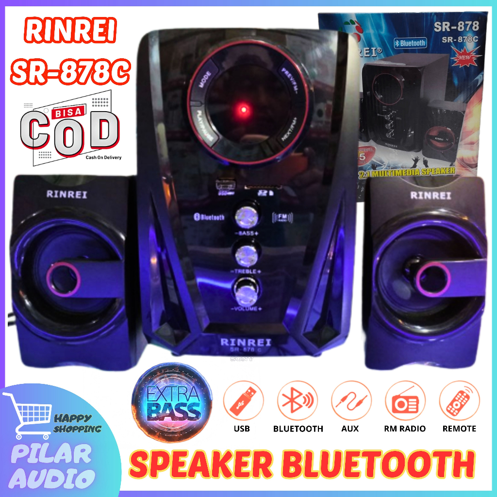 Speaker Aktif RINREI SR 878C Audio Multimedia 2.1 Super Woofer Bluetooth Super Bass - USB - SD Card 