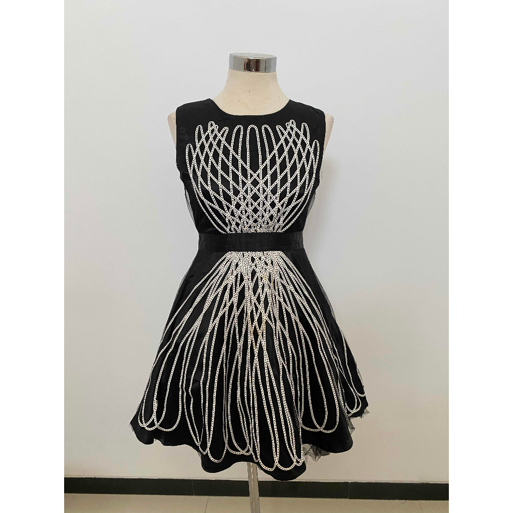 MINI DRESS CHRISTINE HITAM GARIS PUTIH GAUN PESTA PARTY DRES CEWEK REMAJA MEWAH POLOS BASIC LUXURY D