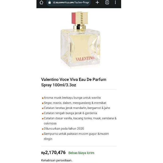PARFUME EDP VALENTINO PARFUM BRANDED VOCE VIVA VALENTINO EAU DE PARFUM VAPORISATEUR SPRAY 100ML