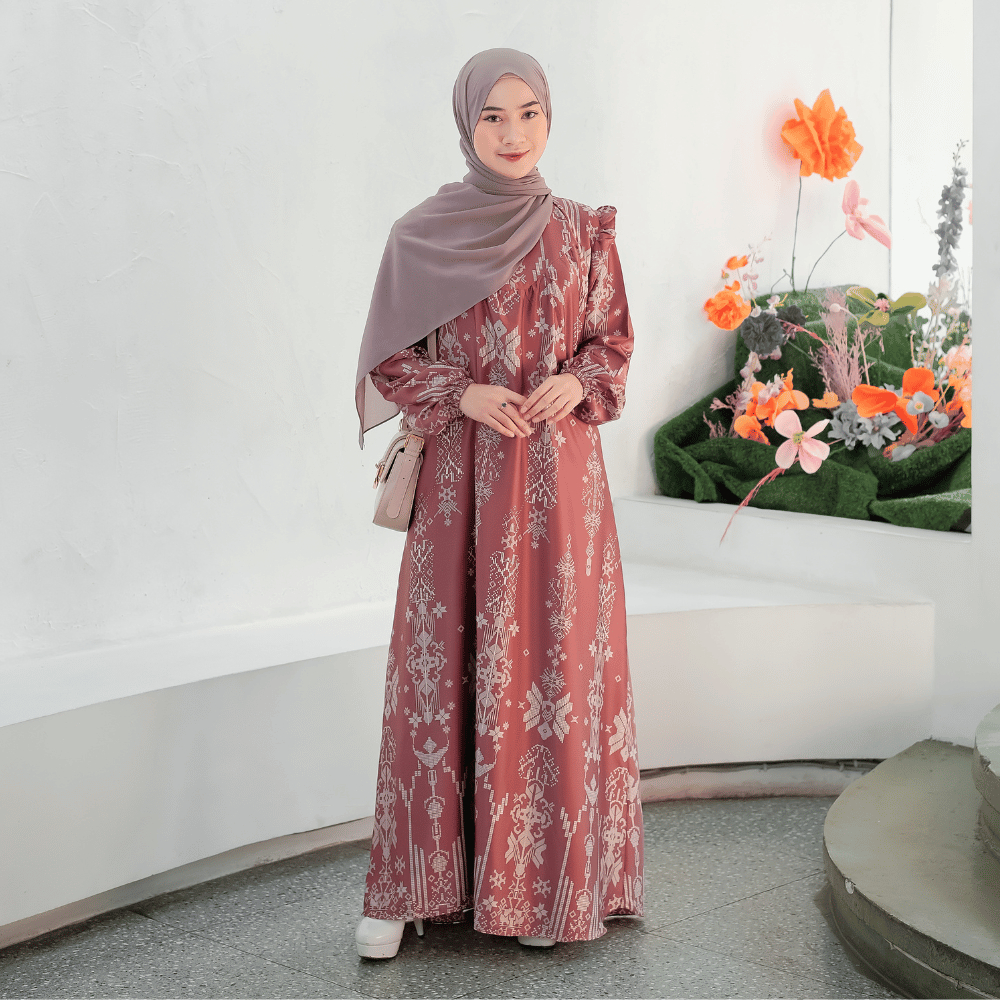 Gamis Dress Wanita Kondangan & Daily Busui Jumbo Size S - 3XL SHIRINZEIN Thalia-Maroon