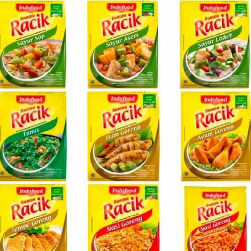 

Racik Indofood Bumbu Instan (nasi goreng, ayam, ikan, tempe, sop, tumis, lodeh) / satuan