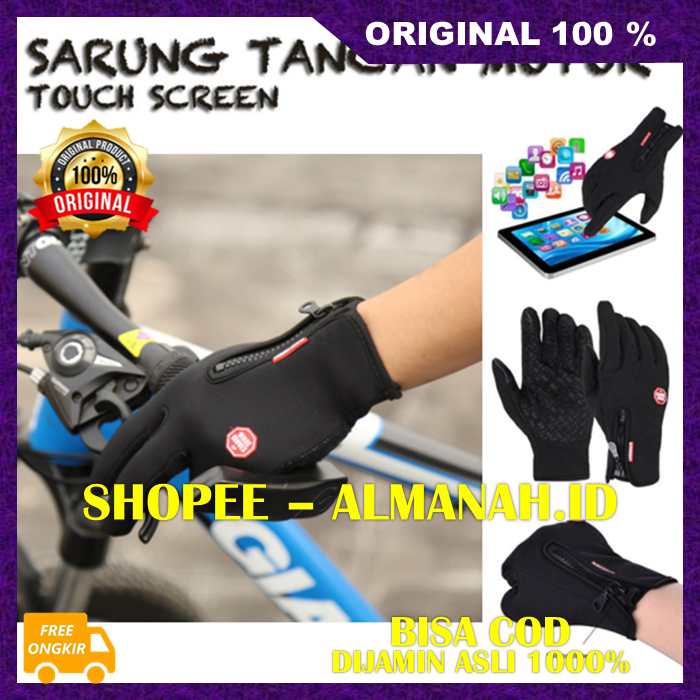 [BISA COD] Sarung Tangan Motor Dan Sepeda Anti Air Sarung Tangan Sepeda Motor Waterproof TouchScreen