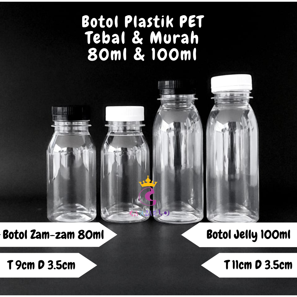 (Isi 50pc) Botol Plastik Zam Zam 80ml/ Botol PET  Jelly 100ml / Botol Plastik Jelly / Botol Plastik 