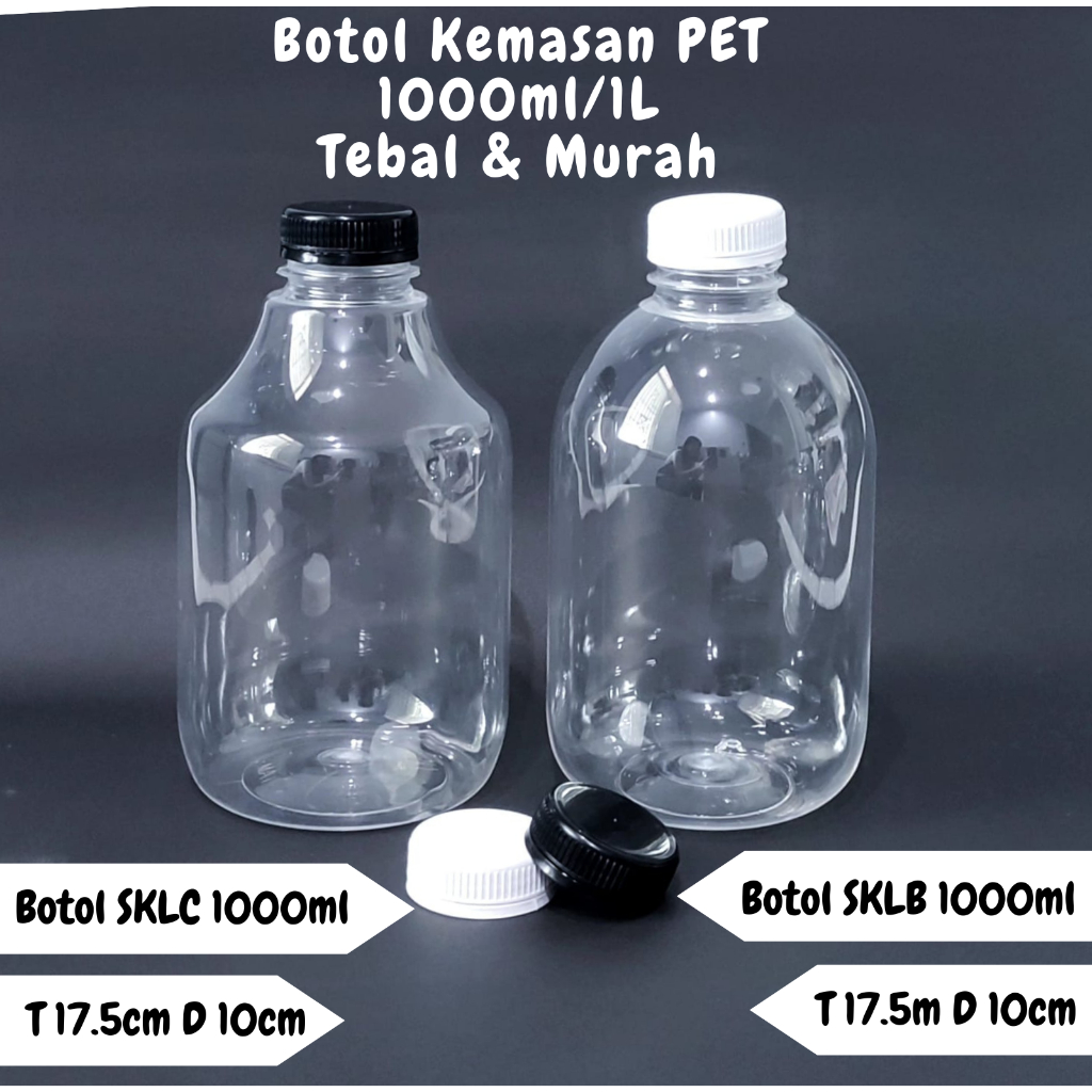 (ISI 6pc) Botol SKLC 1000ml / SKLB 1000ml / Botol PET Gendut 1000ml / Botol Kemasan Minuman PET / Bo