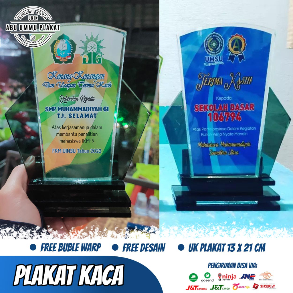 Thropy, Plakat, Plakat Unik, Cinderamata, Plakat Murah, Plakat Kaca, Model Plakat Kupu-Kupu, Ukuran 