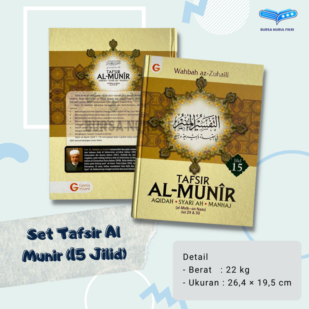 Tafsir Al Munir Terjemahan karya Syeikh Wahbah Az Zuhaili (15 Jilid) penerbit Gema Insani Press