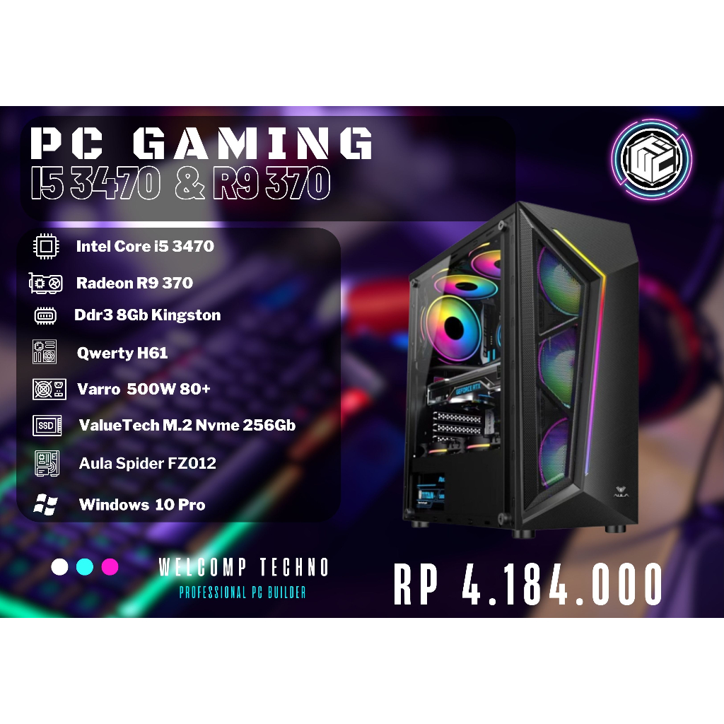 Komputer PC Gaming I5 3470 / 8Gb / 256Gb / R9 370 4Gb Aula Spider FZ012
