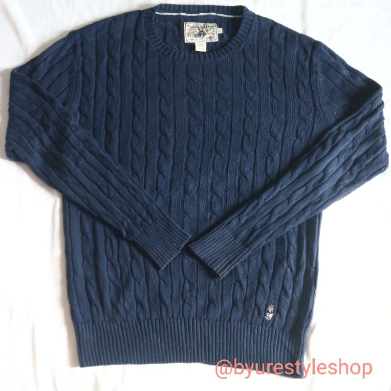 Knitwear Teenie Weenie Kepang Cable Knit Rajut Navy