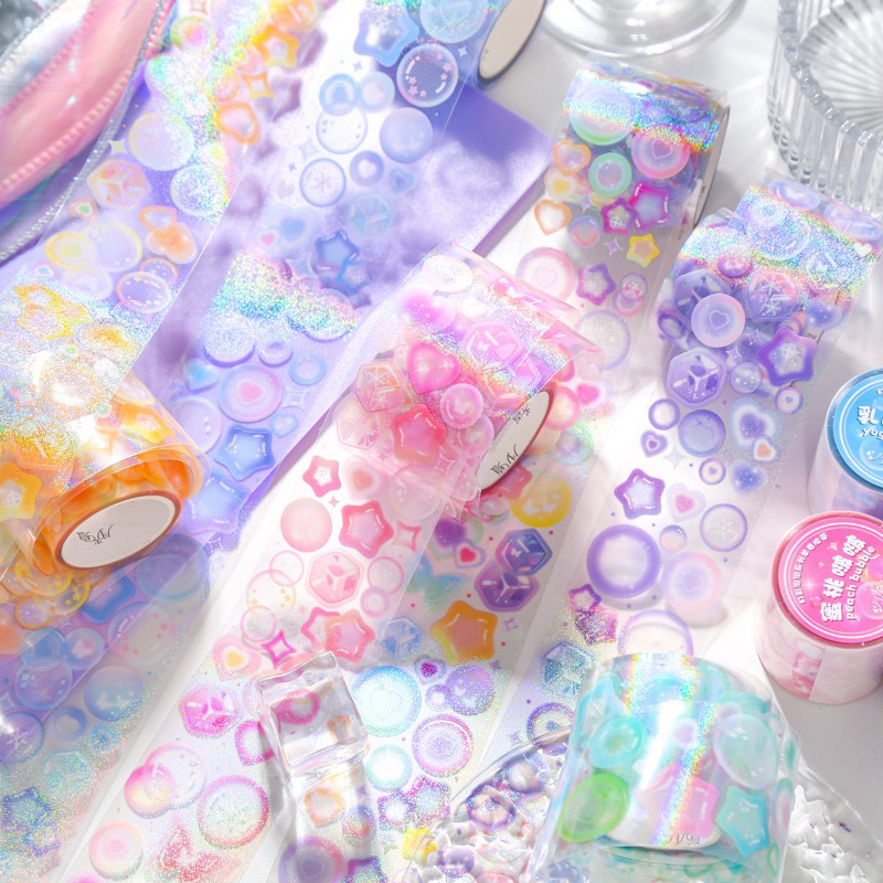 washi tape selotip transparan motif cute lucu bintang 45 mm