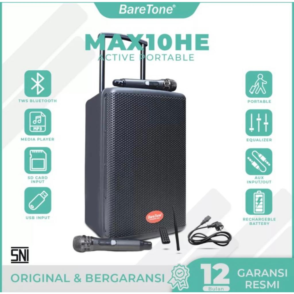SPEAKER BARETONE 10 INCH MAX10HE / MAX-10HE /MAX 10 HE BLUETOOTH TWS