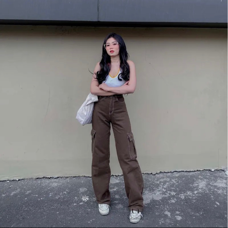 CELANA JEANS CARGO KANTONG SAMPING PREMIUM