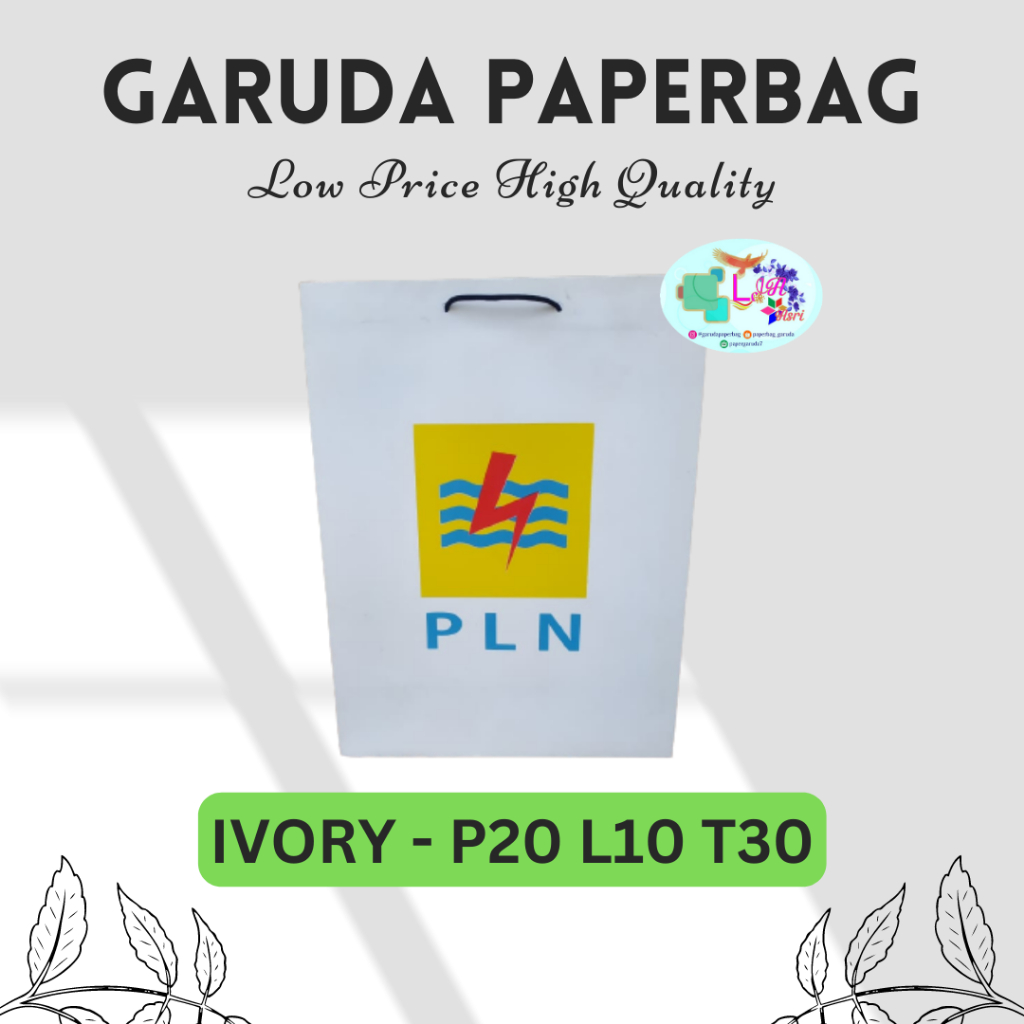 

Paper Bag Murah, Custom Logo Full Color, Paperbag Ivory Cetak Printing 1 Sisi Handle Tali Kur