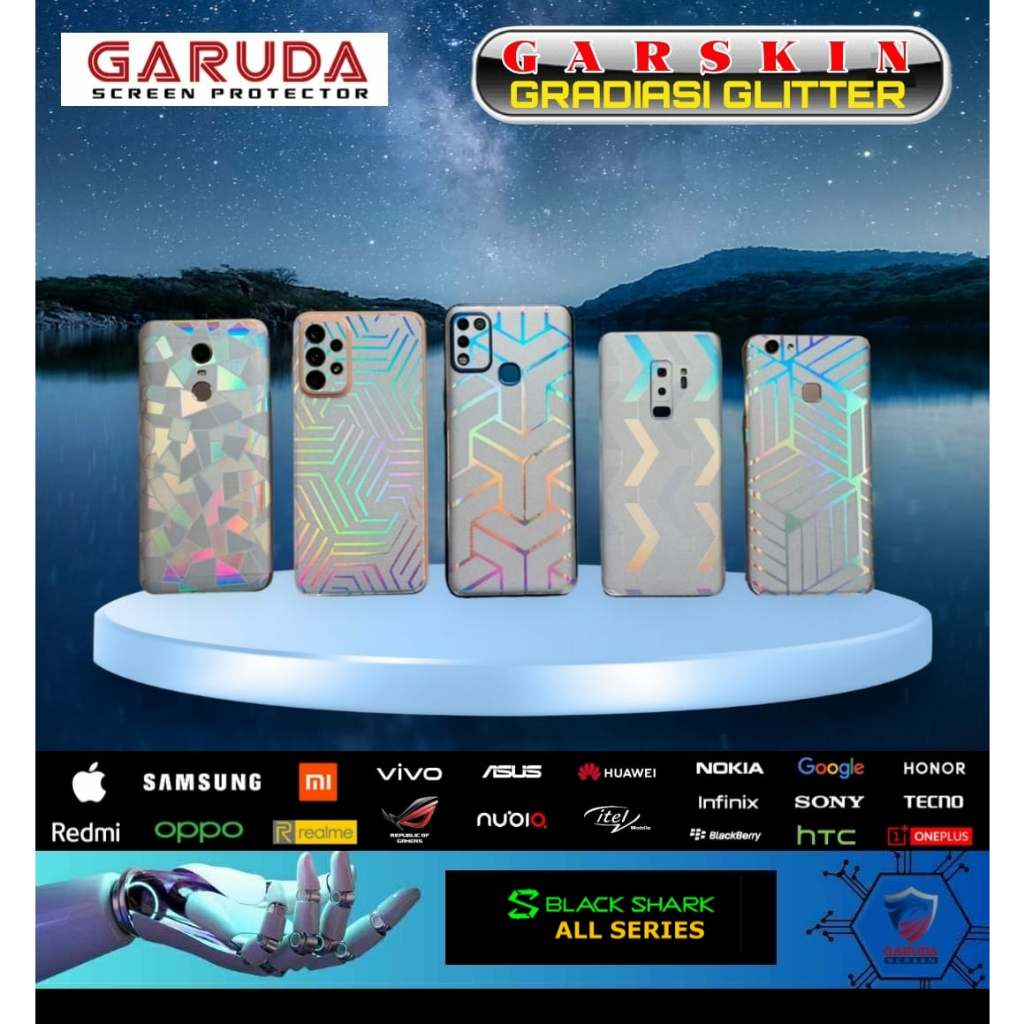 Garskin Back Protector Gradiasi Glitter| Anti Gores Hydrogel Belakang| Anti Jamur XIAOMI BLACK SHARK