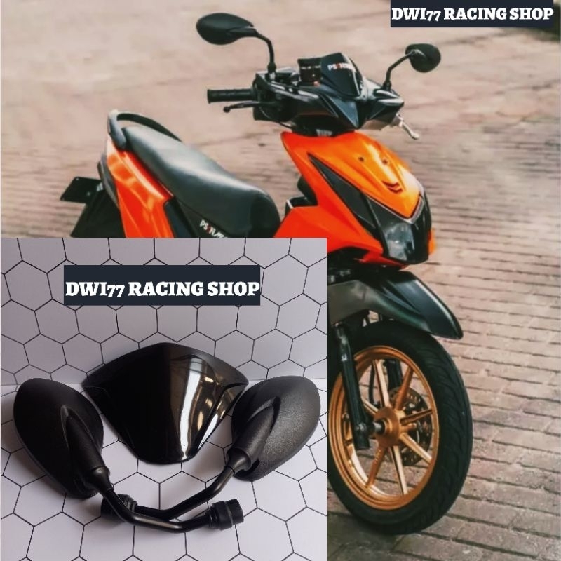 Paket Visor Plus Spion X1 Hitam Polos PNP Honda Beat fi