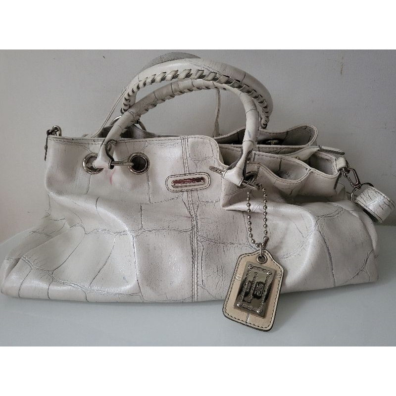 tas merk piere cardin putih kulit / preloved