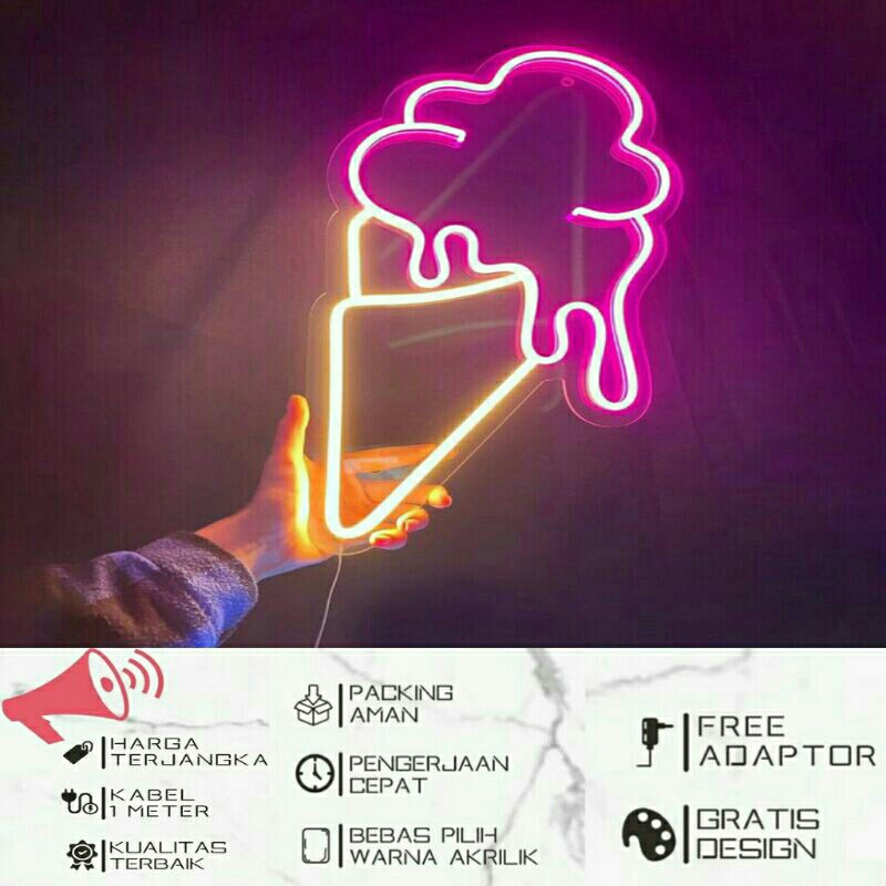 Neon Flex Sign Ice Cream 40x20cm