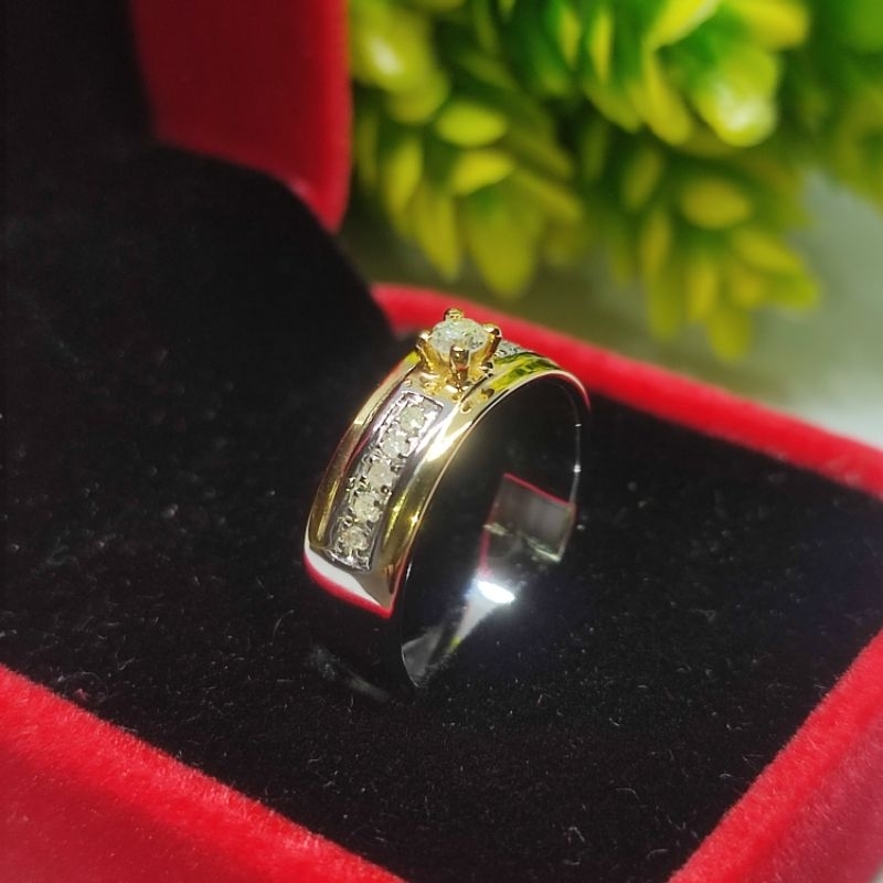 cincin wanita ikat perak full berlian eropa asli
