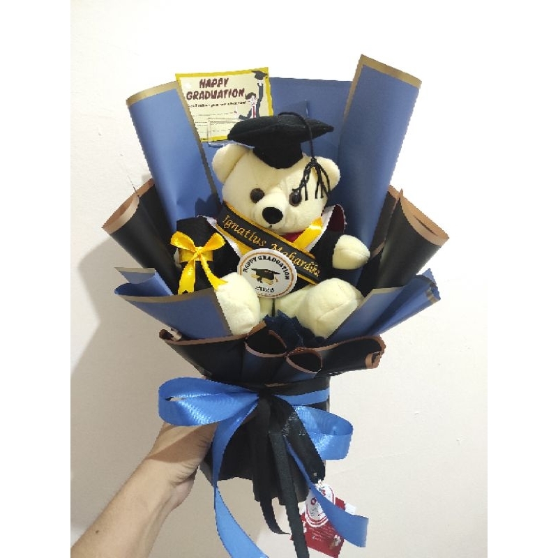 Bouquet Boneka Polos 20 cm Ukuran Buket Sedang Buket Boneka Wisuda Toga Ulang Tahun Anniversary Hosi