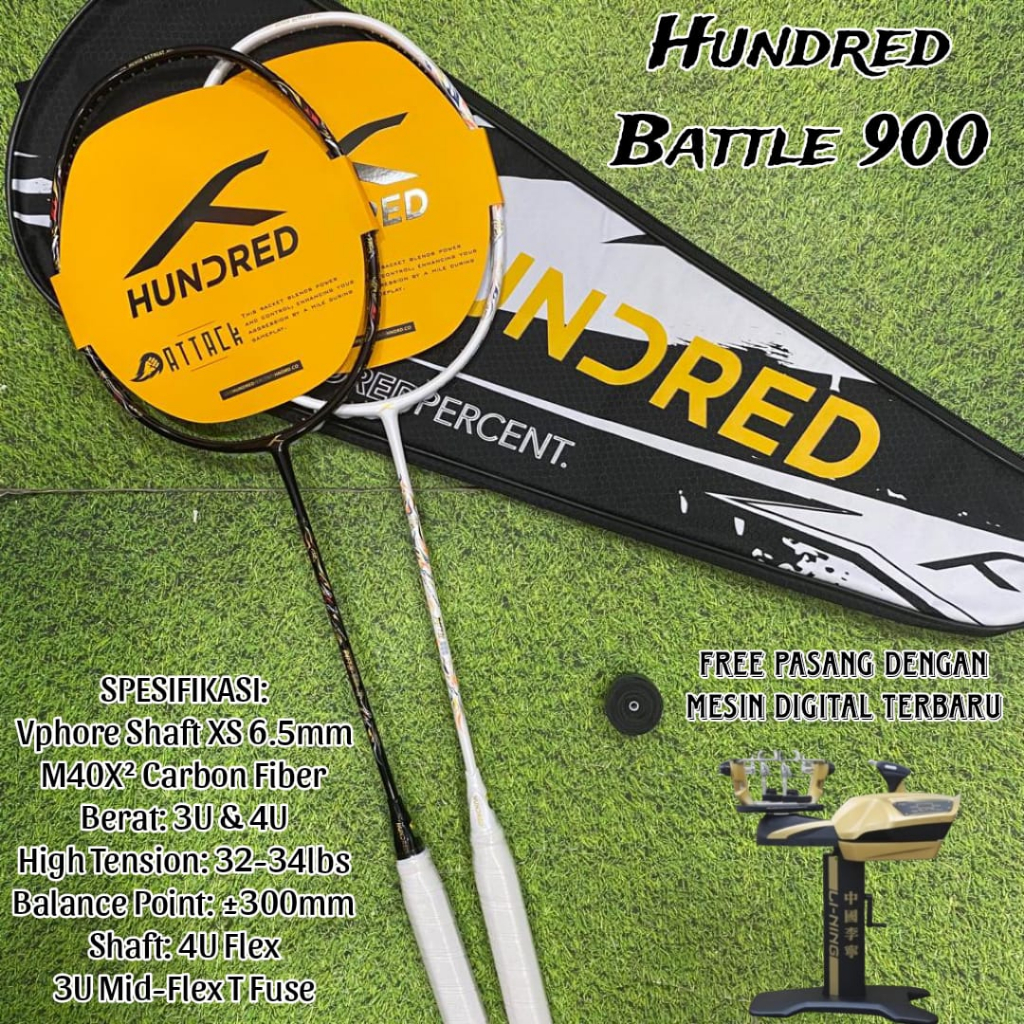 Raket Badminton Hundred Battle 900 Original 34lbs