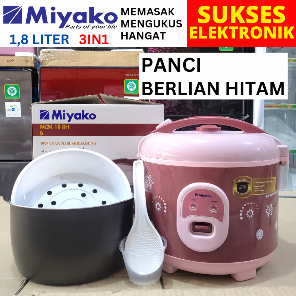 RICE COOKER MIYAKO BERLIAN HITAM 1,8 LITER / MAGICOM MEJIKOM MIYACO MCM-18BH 2L