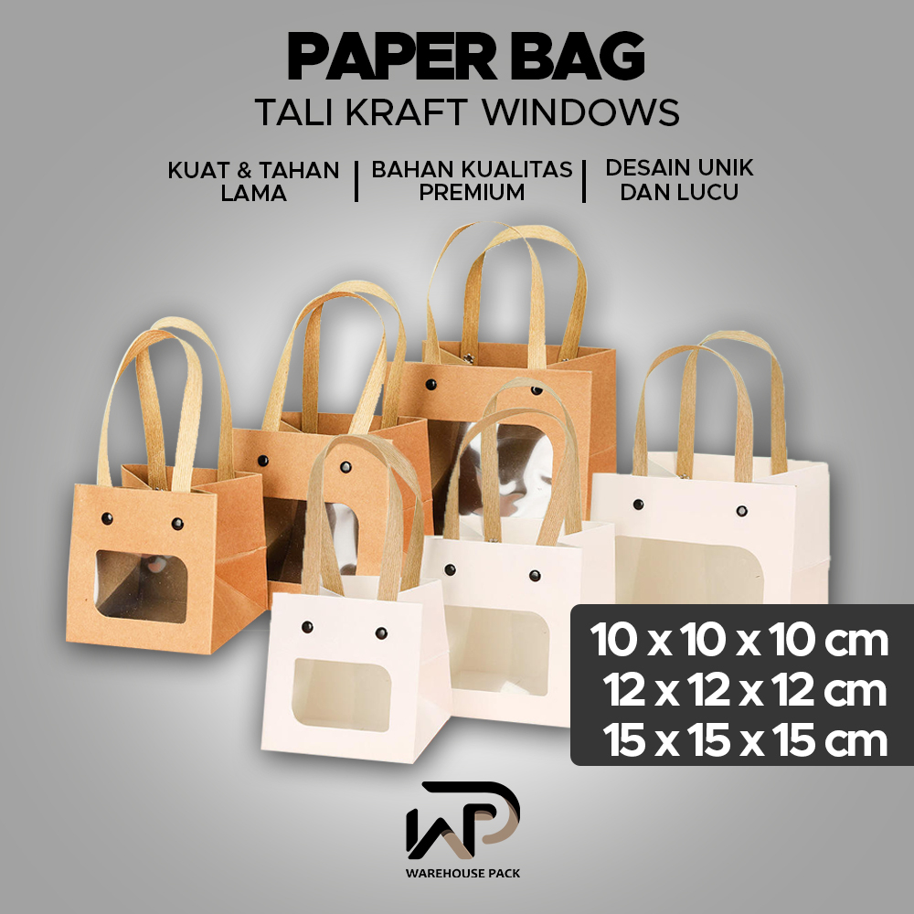 

Paper Bag Tali Kraft Windows | Tas Kado Tali Gagang | Paper Bag Open Kotak Kantong Hadiah | Tas Kantong Kado Ulang Tahun