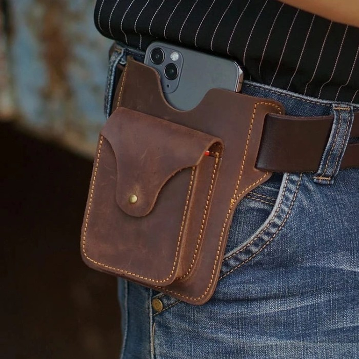 Tas Pinggang Hp Pria Kulit Asli - Tas Hp Pinggang Kulit Sapi Asli Premium