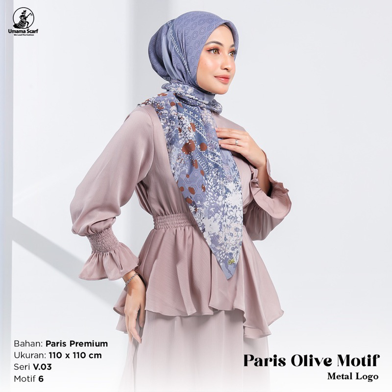 Segiempat Paris Olive Motif Icon ( part 2 ) Ory By Umama scarf