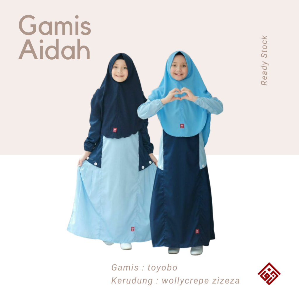 Set Gamis anak + kerudung Aidah kids series ANV