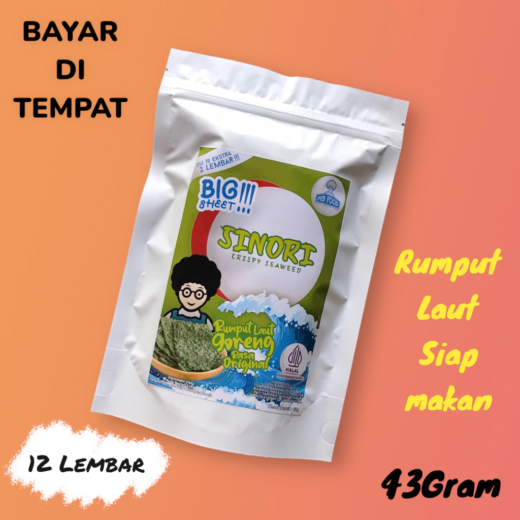 

Sinori Rumput Laut BIG SHEET isi 12 Lembar Rumput Laut Siap Makan 43 Gram