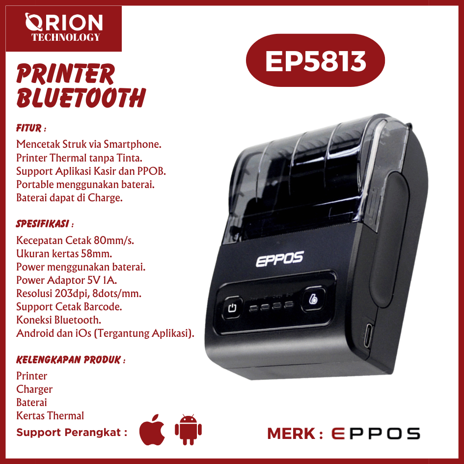 EPPOS EP5813 Printer Bluetooth Thermal 58mm