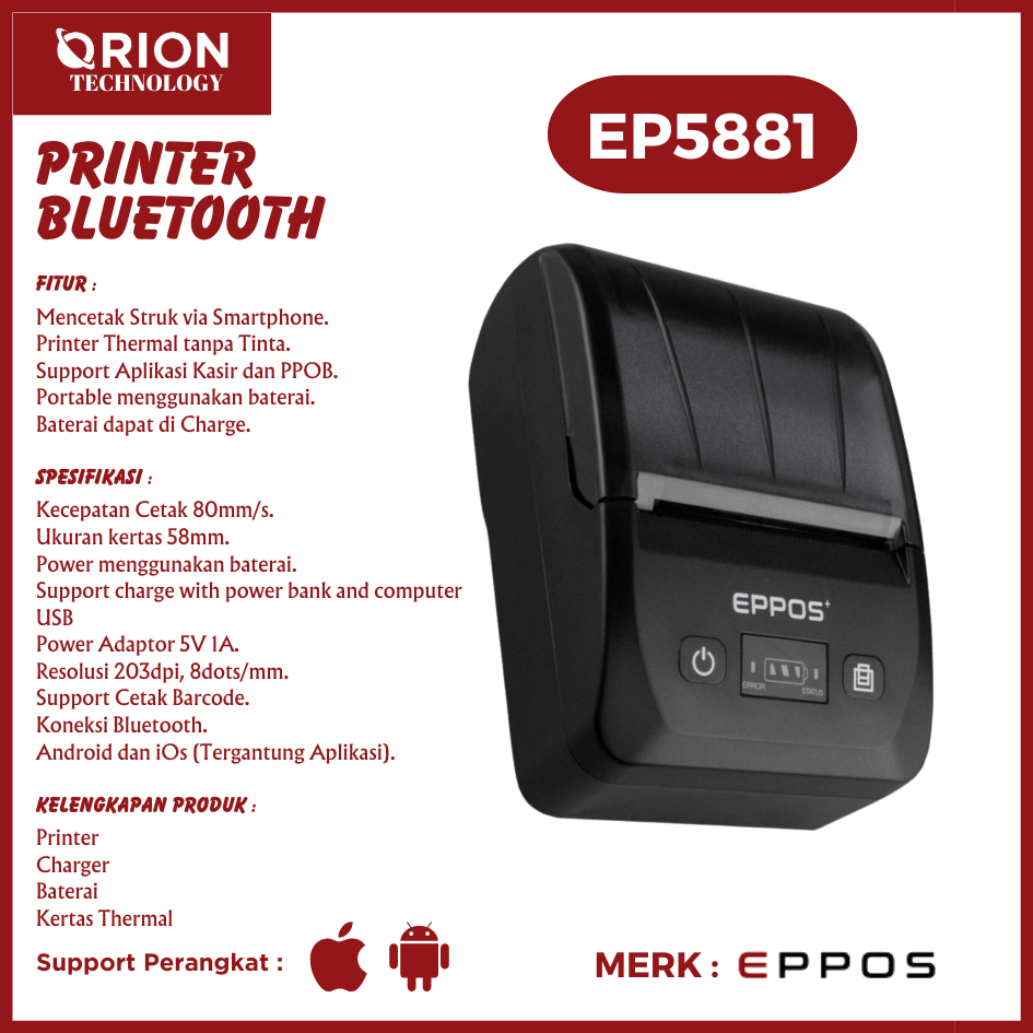 EPPOS EP5881Printer Bluetooth Thermal 58mm