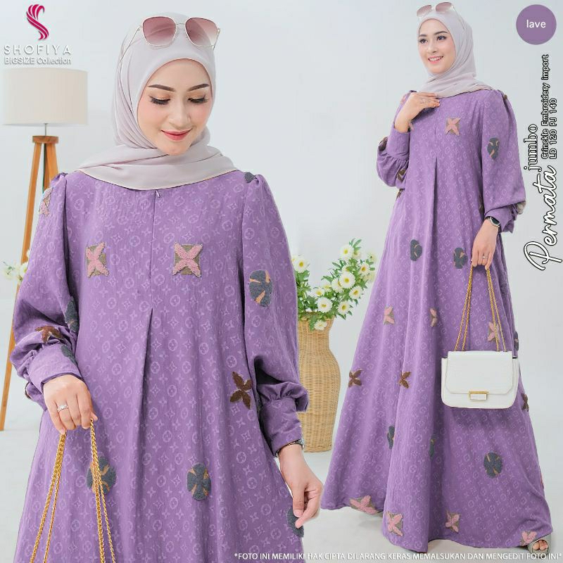 PERMATA DRESS JUMBO ORI SHOFIYA || FASHION GAMIS TERBARU DRESS CRINCLE KEKINIAN
