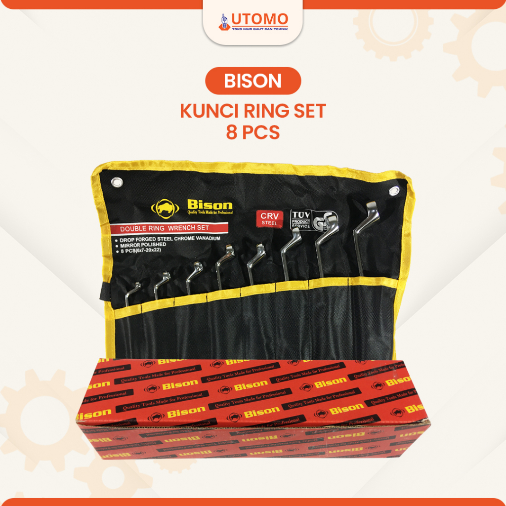 Bison Kunci Ring Reng Ring Set 8Pcs 6-22 Konci Ring Set Kunci Set