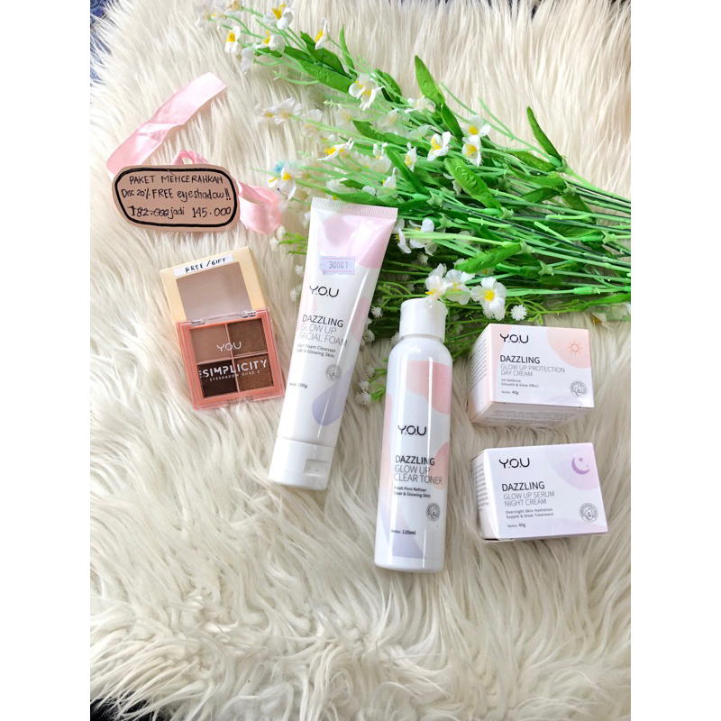 YOU Dazzling Glow Up series Skincare Paket Lengkap Glowing Mencerahkan wajah Dan Atasi Noda Hitam Ak